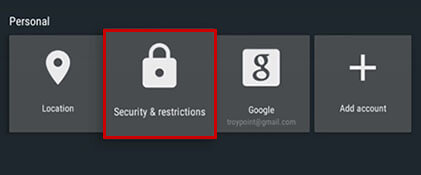 Меню Security & Restrictions вторая версия